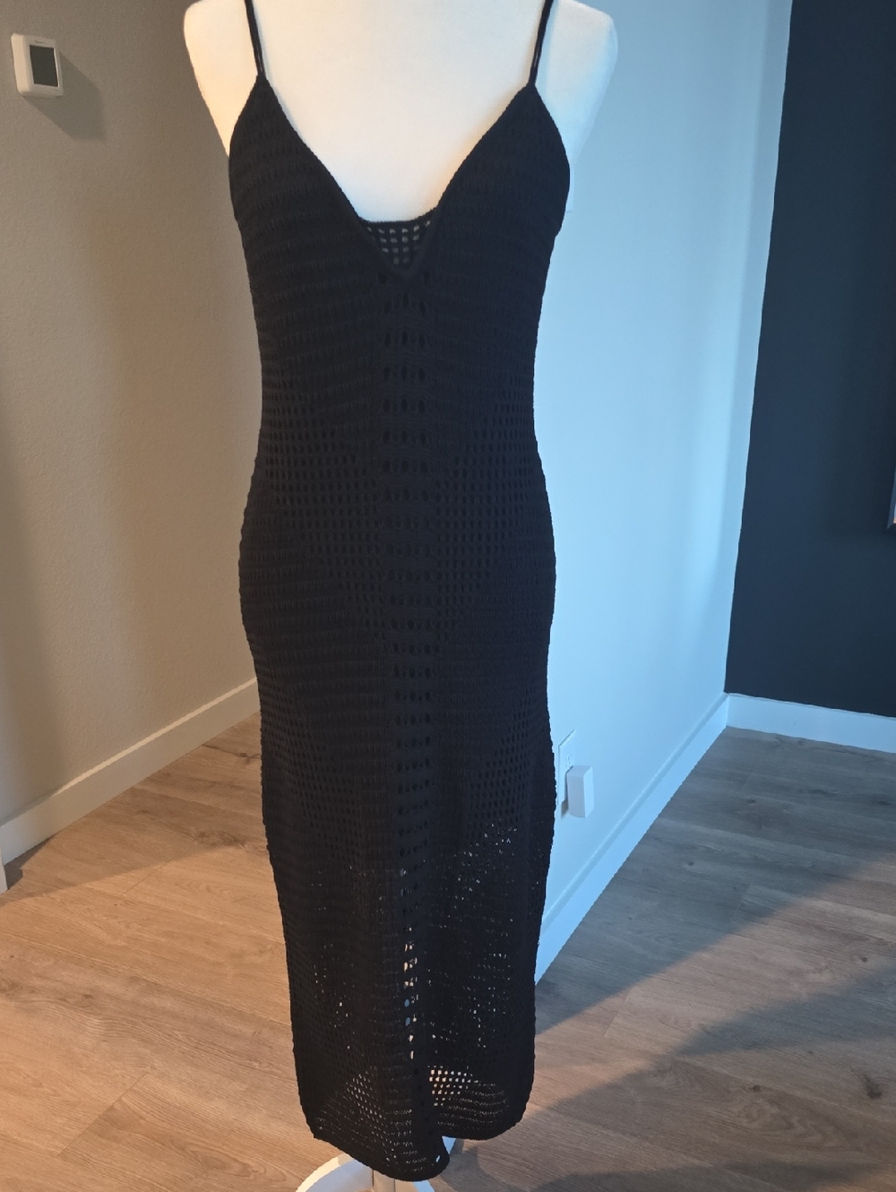 Express Black Crochet Slip Maxi Dress